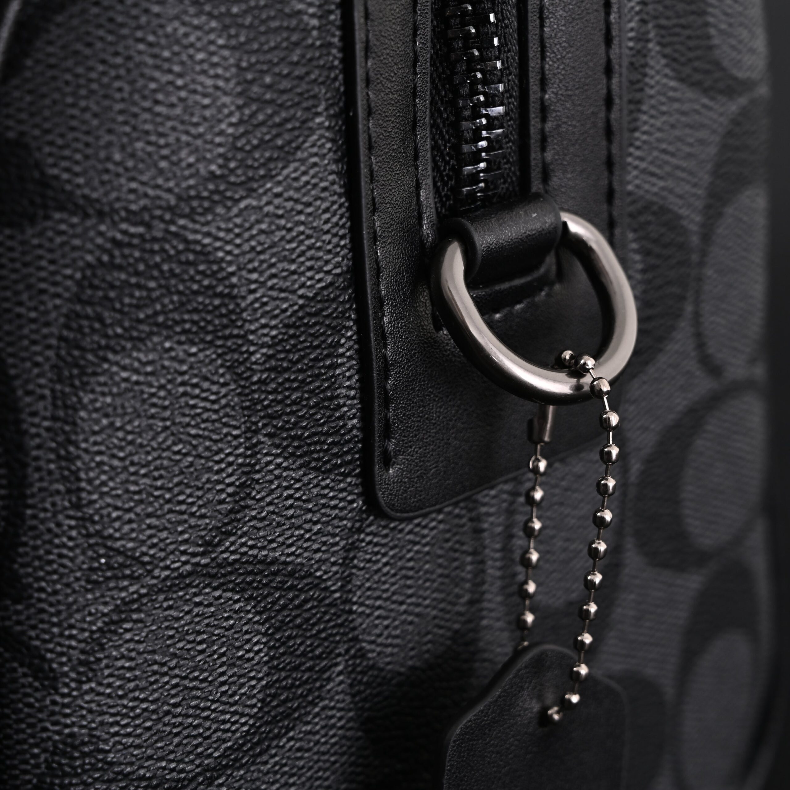 Coach Signature Duffel Bag – Black Monogram Canvas with Leather Trim - Image 15