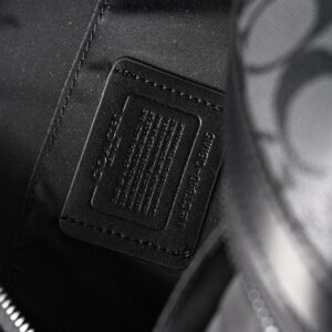 Coach Signature Duffel Bag – Black Monogram Canvas with Leather Trim - Image 17