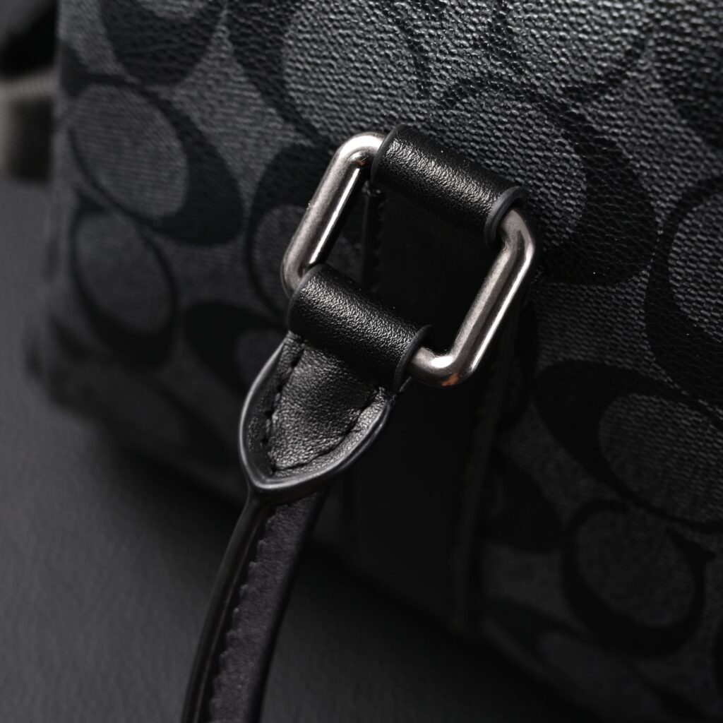 Coach Signature Duffel Bag – Black Monogram Canvas with Leather Trim