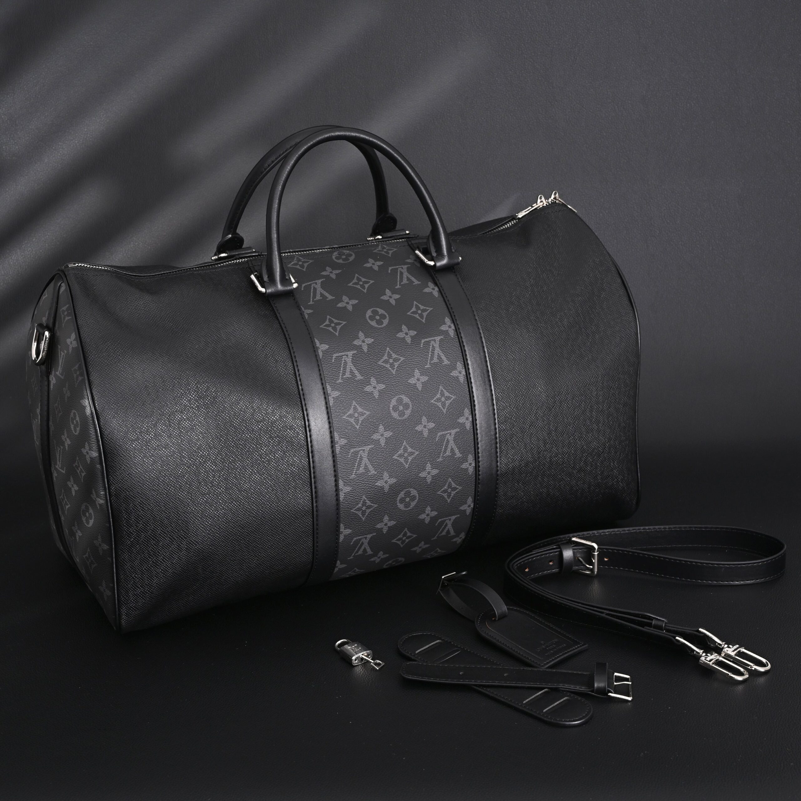 Louis Vuitton Keepall Bandoulière 50 – Monogram Eclipse Canvas Travel Bag - Image 2