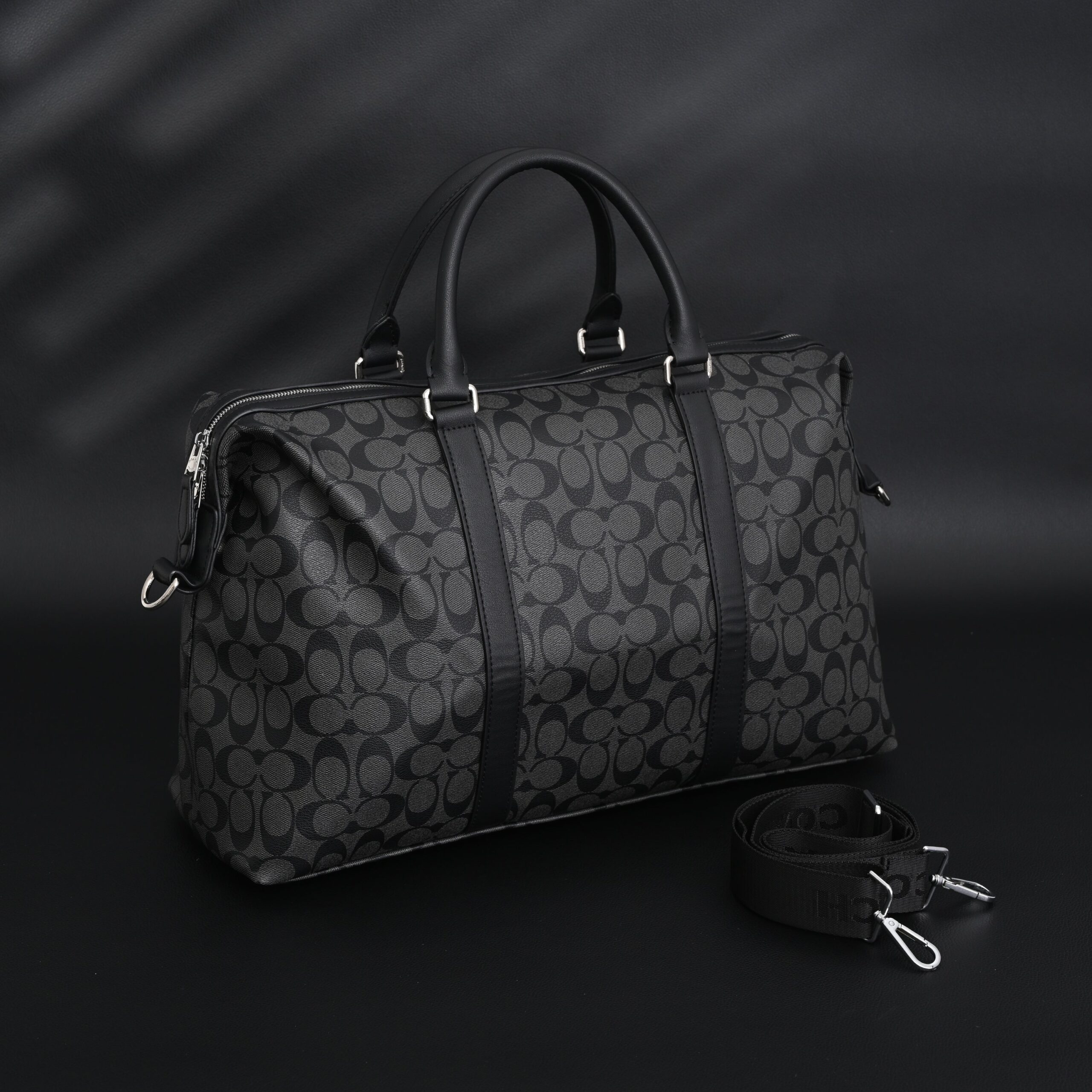 Coach Metropolitan Duffel Bag in Signature Black Canvas - Image 2