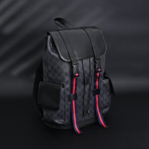 Gucci GG Supreme Monogram Backpack with Web Stripe - Image 2
