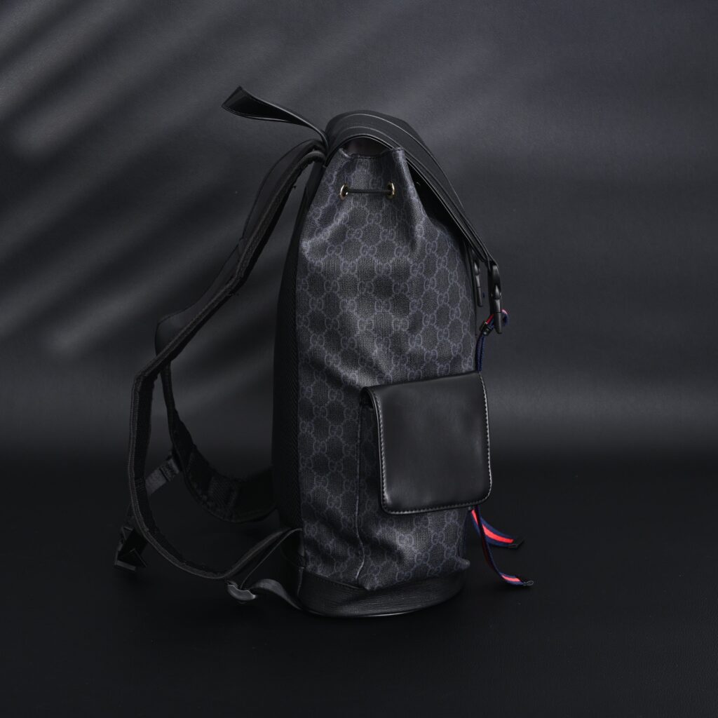 Gucci GG Supreme Monogram Backpack with Web Stripe