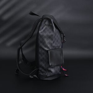 Gucci GG Supreme Monogram Backpack with Web Stripe - Image 3