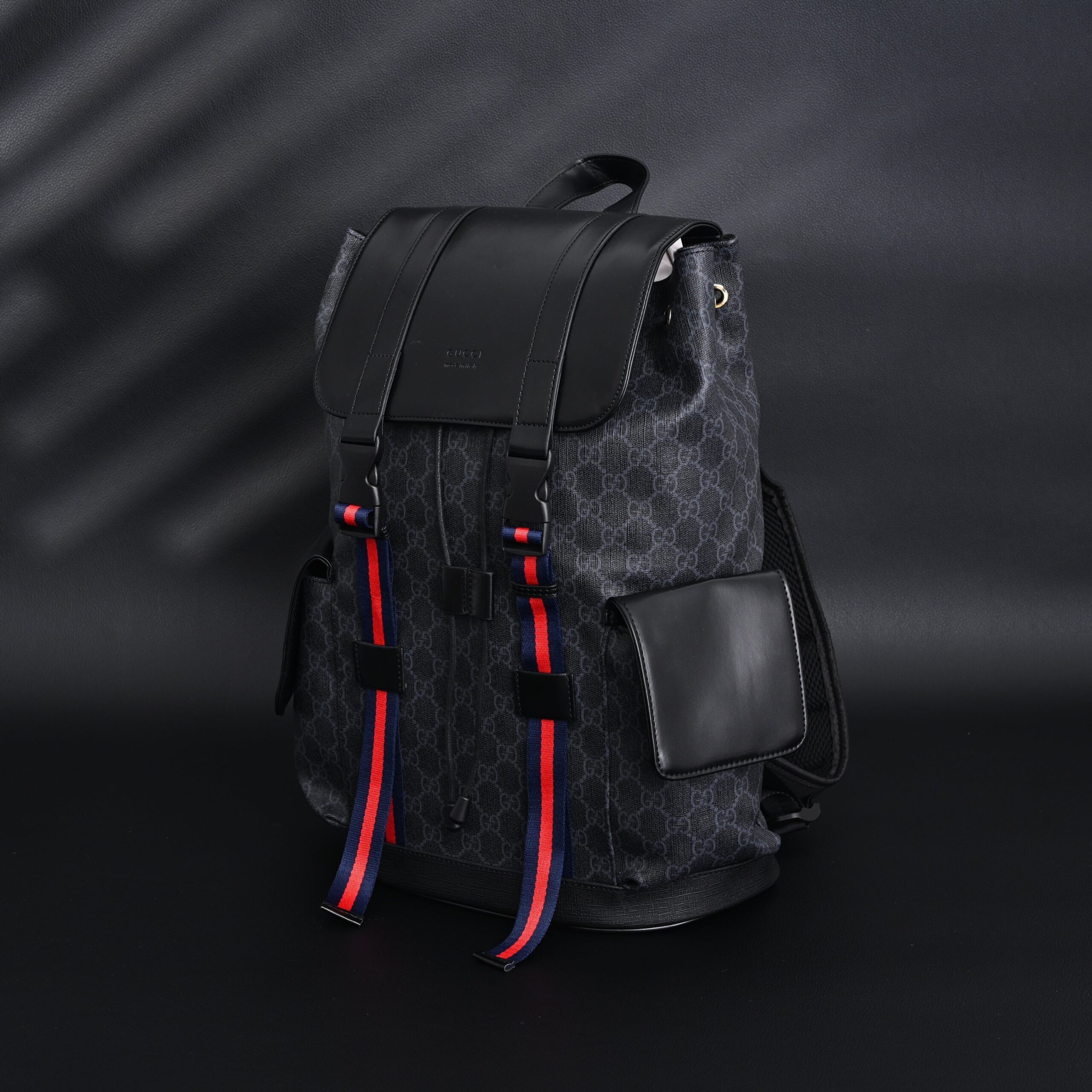 Gucci GG Supreme Monogram Backpack with Web Stripe - Image 6