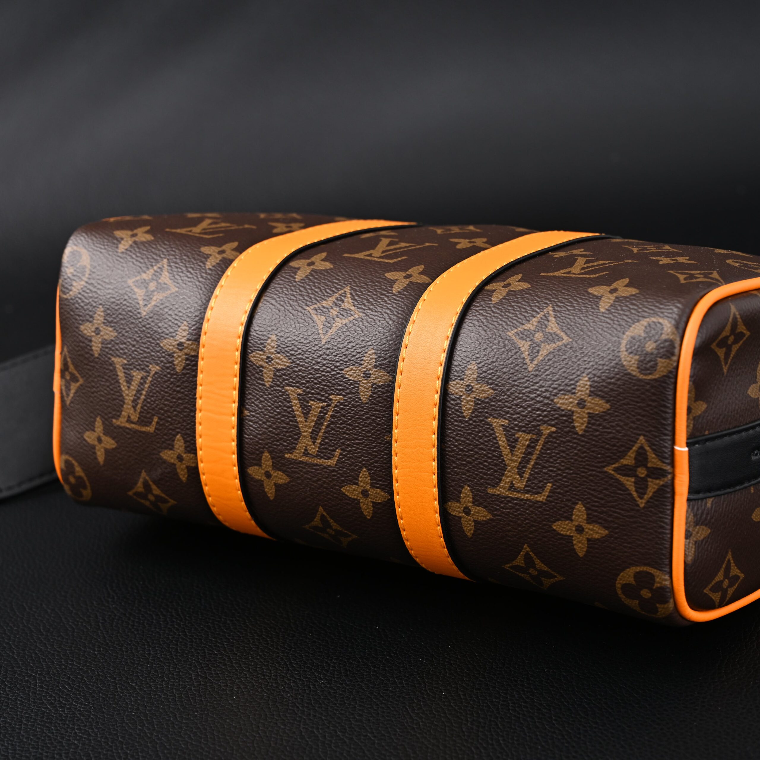 Louis Vuitton Keepall Bandoulière 50 – Monogram Canvas with Neon Orange Trim - Image 9