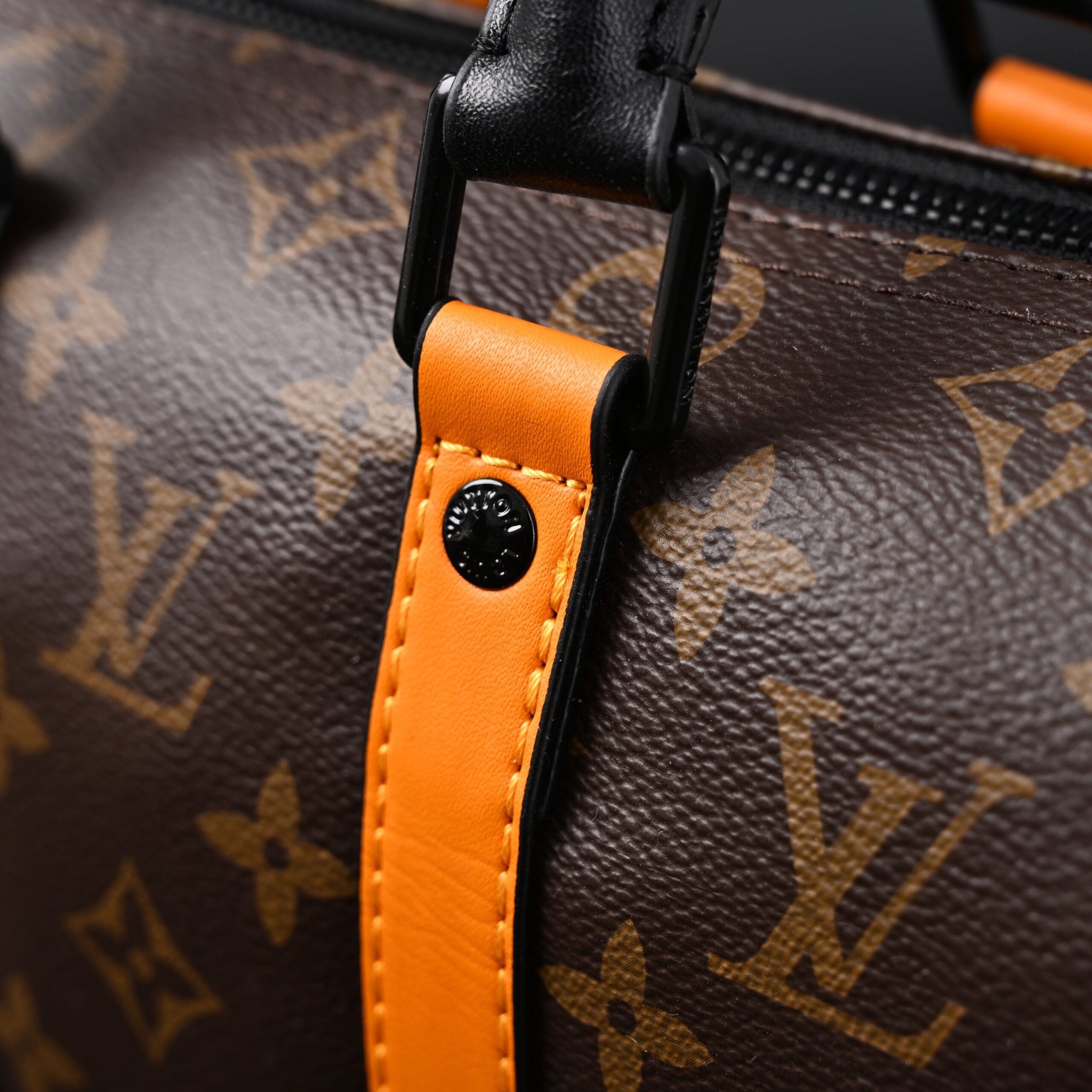 Louis Vuitton Keepall Bandoulière 50 – Monogram Canvas with Neon Orange Trim - Image 11