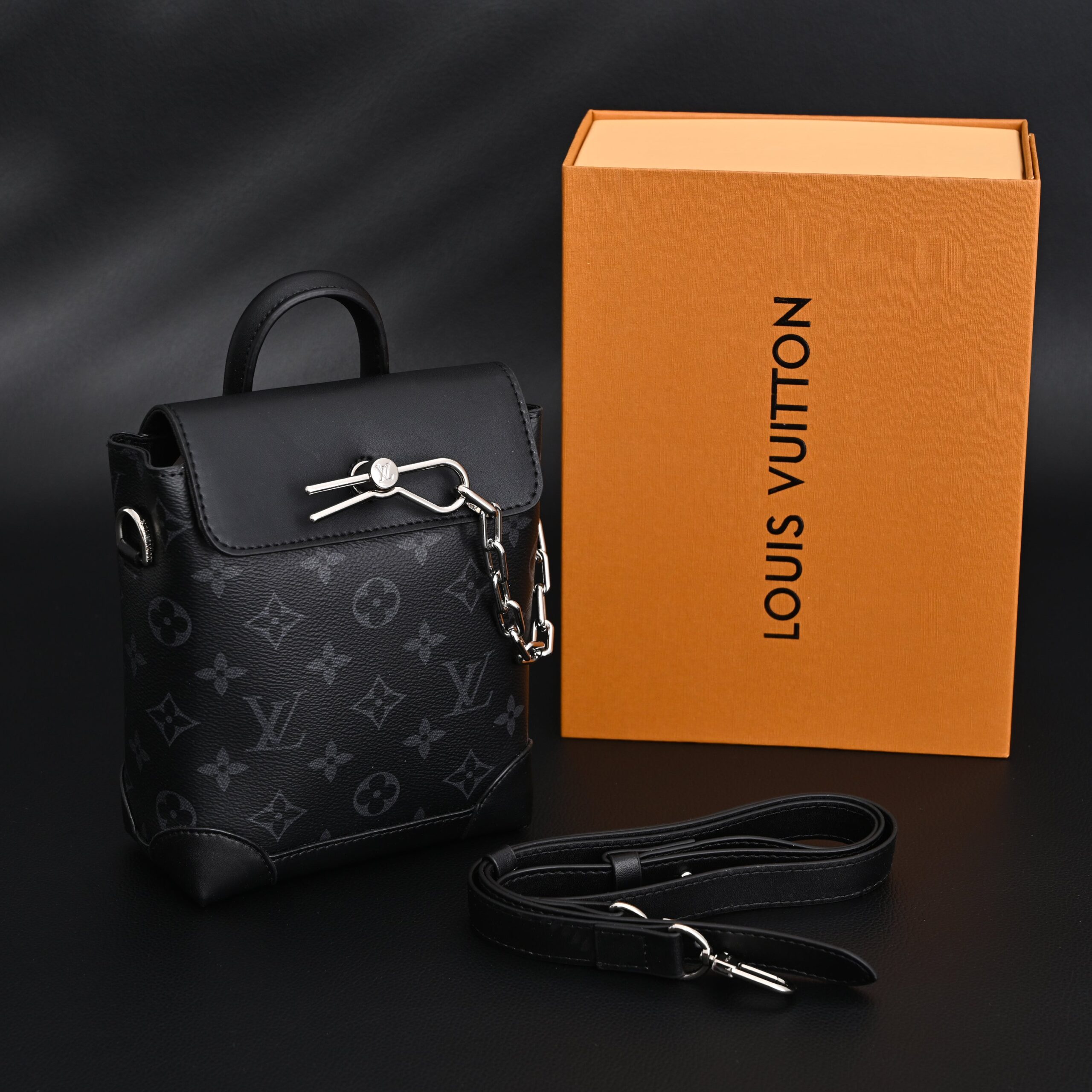 Louis Vuitton Soft Trunk Messenger – Monogram Eclipse Canvas with Silver Chain - Image 1