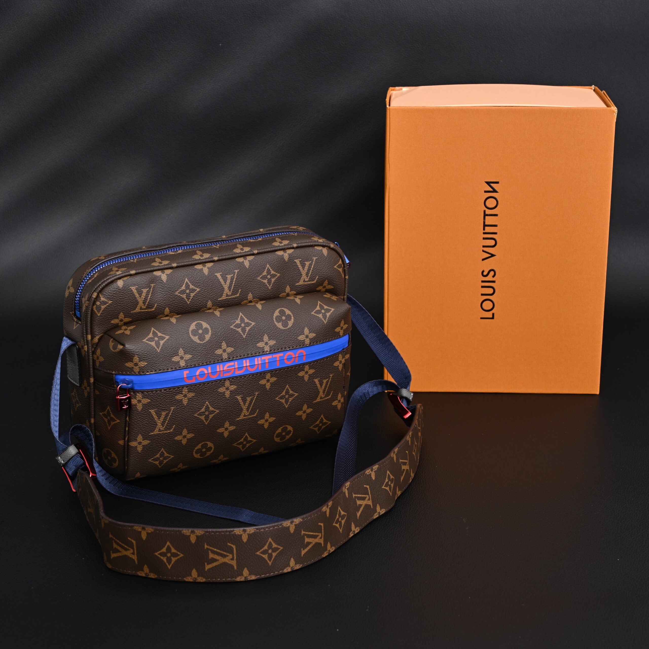 Louis Vuitton Trio Messenger Bag – Monogram Canvas with Blue Strap - Image 1