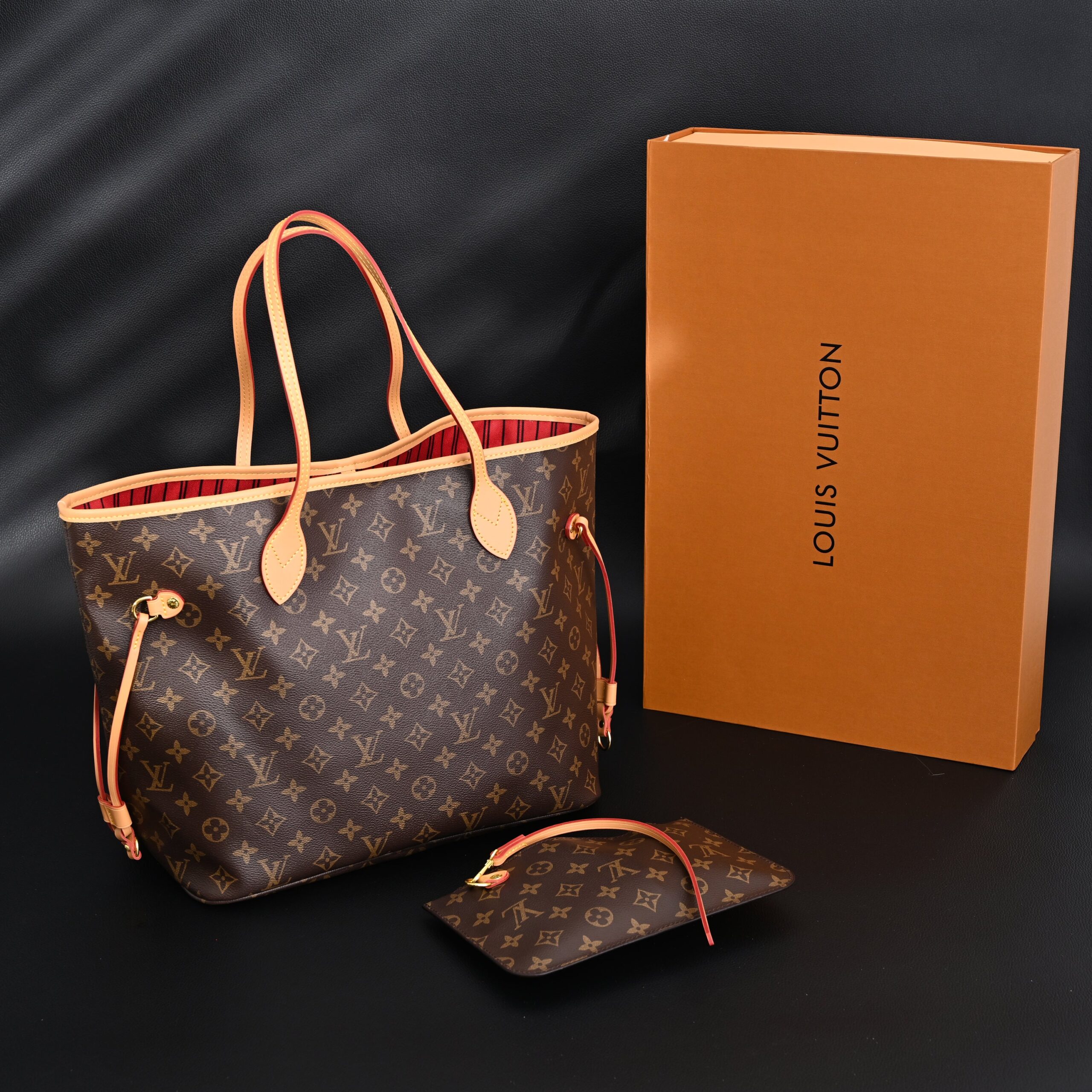 Louis Vuitton Neverfull MM Tote Bag – Monogram Canvas with Red Interior - Image 1