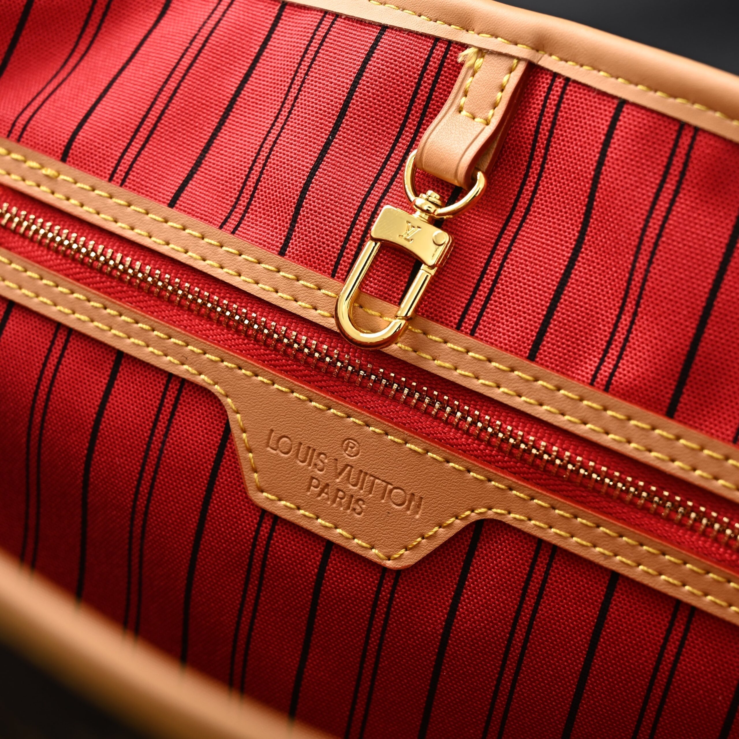 Louis Vuitton Neverfull MM Tote Bag – Monogram Canvas with Red Interior - Image 15