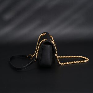 Gucci GG Marmont Small Matelassé Shoulder Bag – Black Leather with Gold Hardware - Image 4