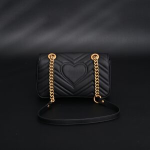 Gucci GG Marmont Small Matelassé Shoulder Bag – Black Leather with Gold Hardware - Image 5