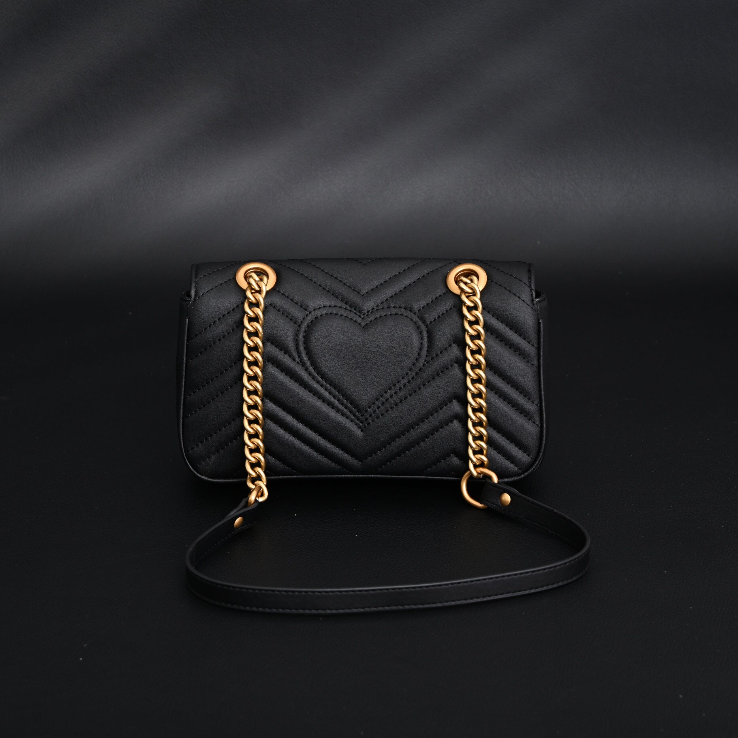 Gucci GG Marmont Small Matelassé Shoulder Bag – Black Leather with Gold Hardware - Image 5