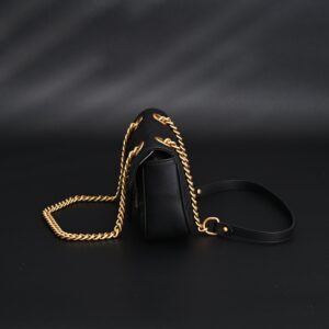 Gucci GG Marmont Small Matelassé Shoulder Bag – Black Leather with Gold Hardware - Image 7
