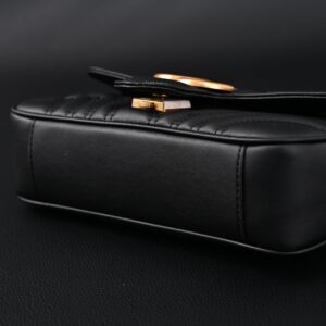 Gucci GG Marmont Small Matelassé Shoulder Bag – Black Leather with Gold Hardware - Image 8
