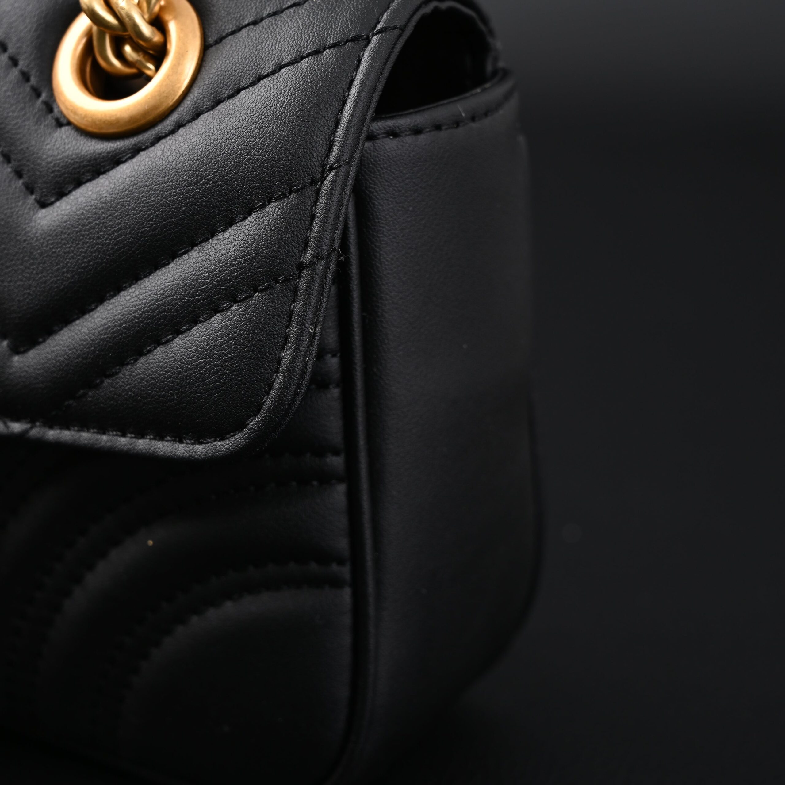 Gucci GG Marmont Small Matelassé Shoulder Bag – Black Leather with Gold Hardware - Image 12