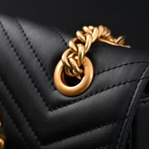 Gucci GG Marmont Small Matelassé Shoulder Bag – Black Leather with Gold Hardware - Image 13