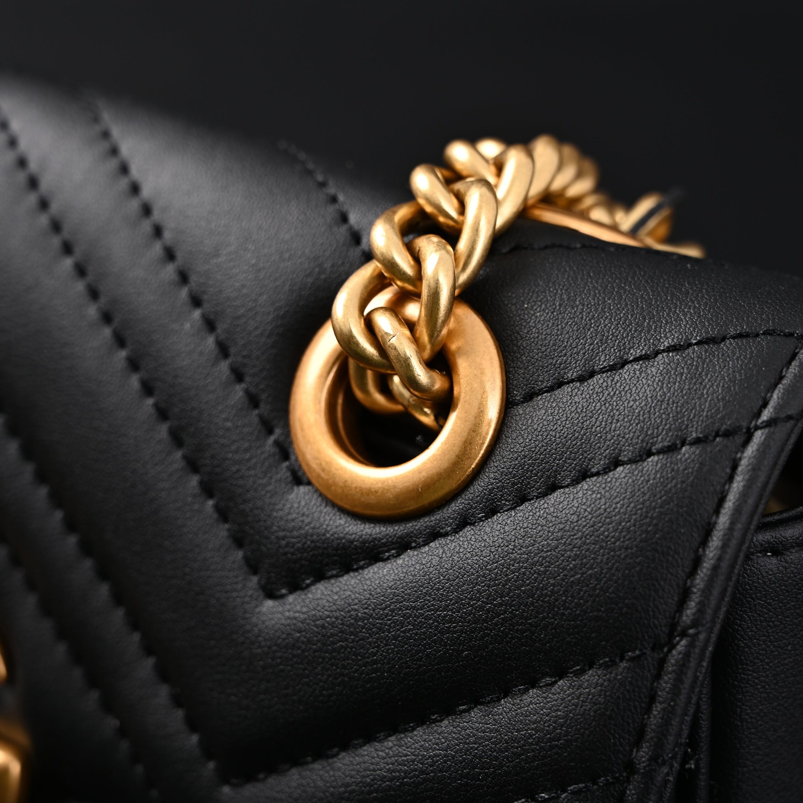Gucci GG Marmont Small Matelassé Shoulder Bag – Black Leather with Gold Hardware - Image 13