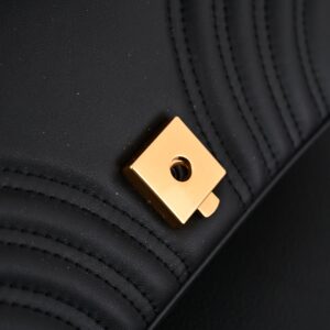 Gucci GG Marmont Small Matelassé Shoulder Bag – Black Leather with Gold Hardware - Image 16
