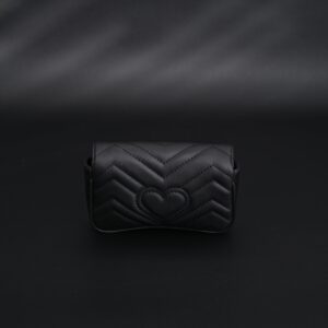 Gucci GG Marmont Matelassé Mini Shoulder Bag – Black Leather with Gold Chain - Image 5