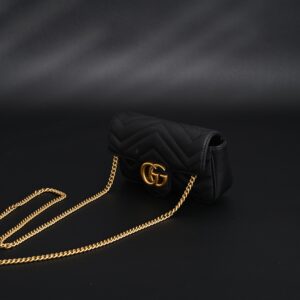 Gucci GG Marmont Matelassé Mini Shoulder Bag – Black Leather with Gold Chain - Image 7