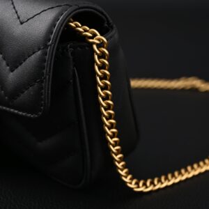 Gucci GG Marmont Matelassé Mini Shoulder Bag – Black Leather with Gold Chain - Image 10