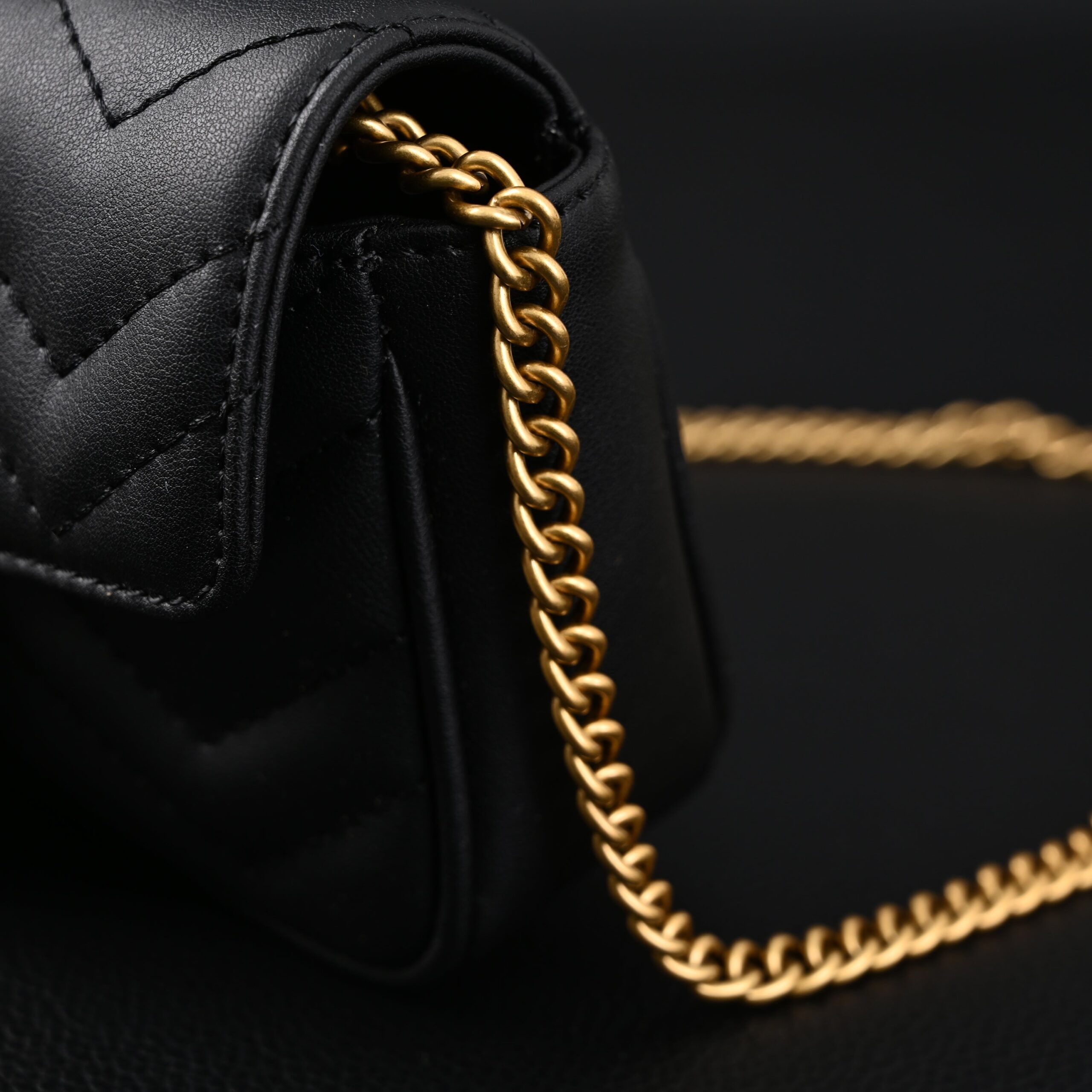 Gucci GG Marmont Matelassé Mini Shoulder Bag – Black Leather with Gold Chain - Image 10