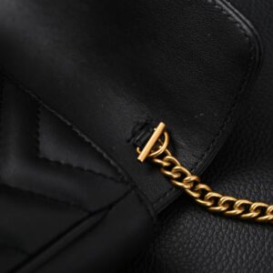 Gucci GG Marmont Matelassé Mini Shoulder Bag – Black Leather with Gold Chain - Image 14
