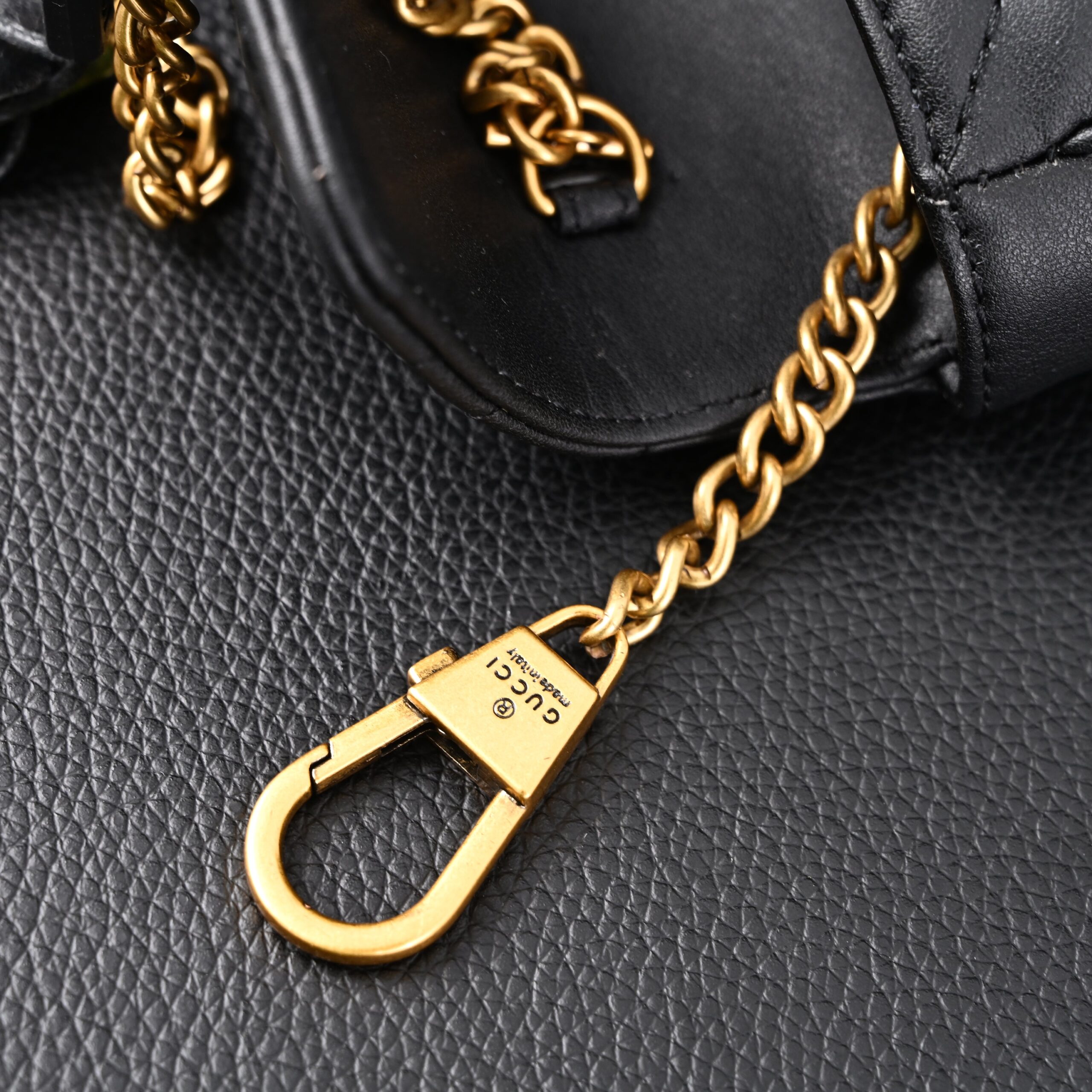 Gucci GG Marmont Matelassé Mini Shoulder Bag – Black Leather with Gold Chain - Image 17