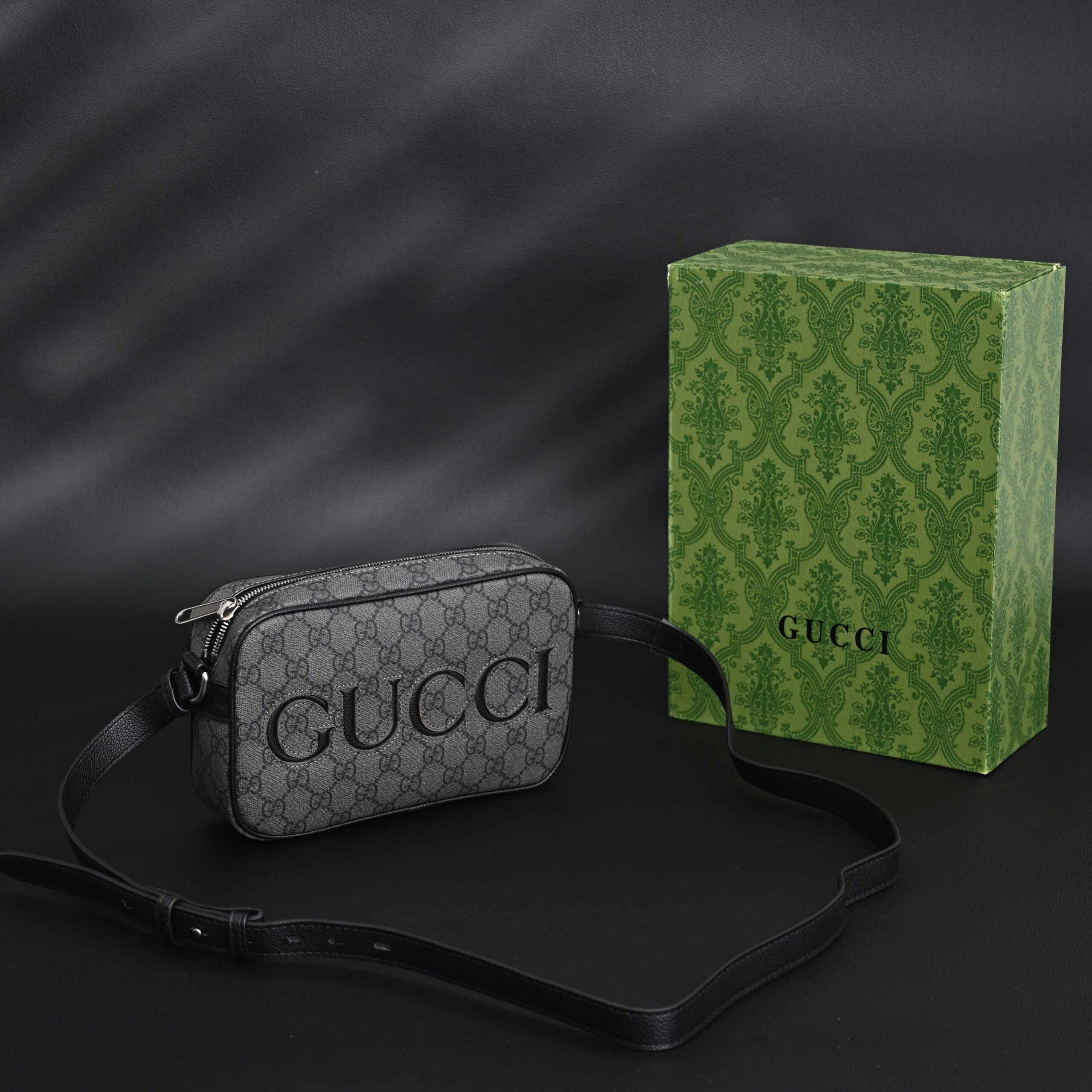 Gucci Ophidia GG Supreme Belt Bag – Black/Grey Monogram - Image 1