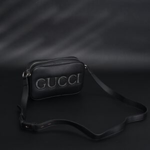 Gucci Black Leather Embossed Logo Belt Bag - Image 2