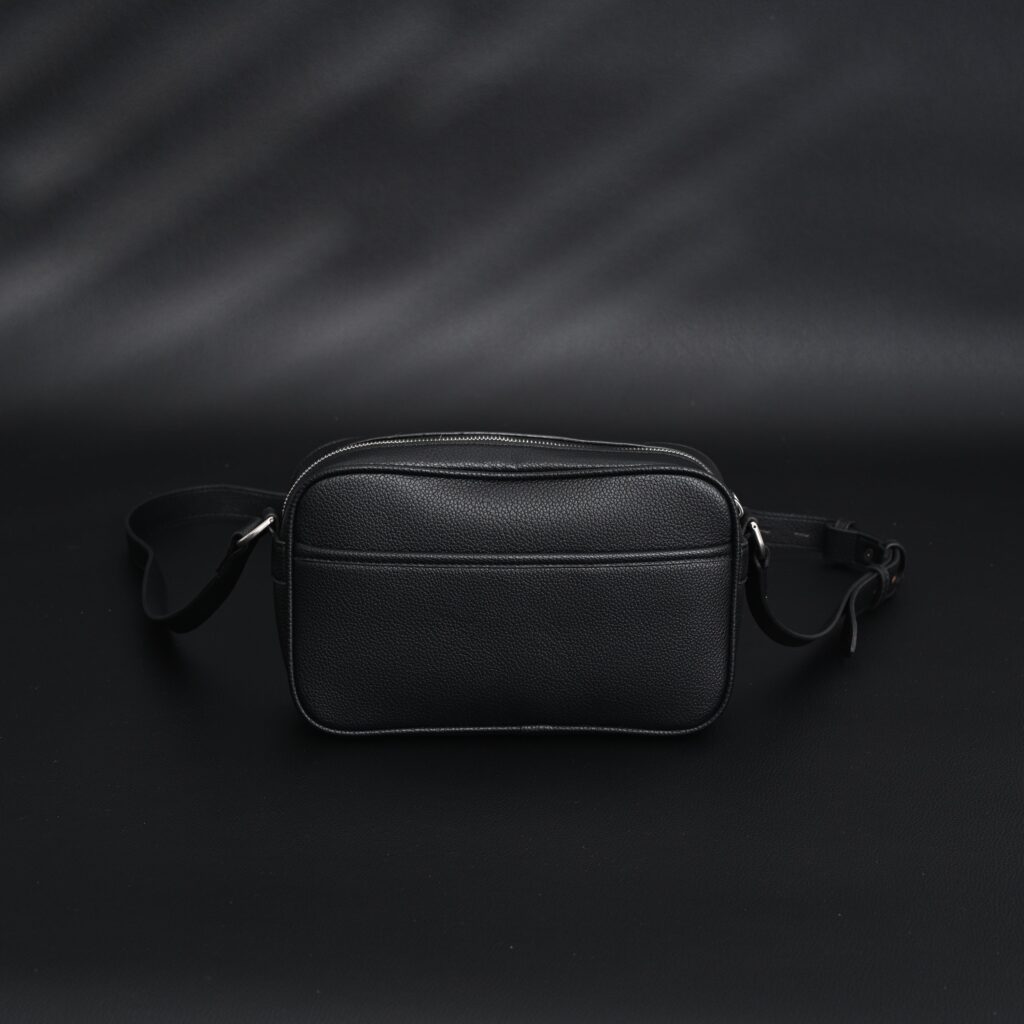 Gucci Black Leather Embossed Logo Belt Bag