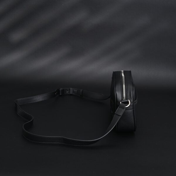 Gucci Black Leather Embossed Logo Belt Bag