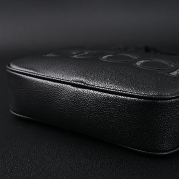 Gucci Black Leather Embossed Logo Belt Bag