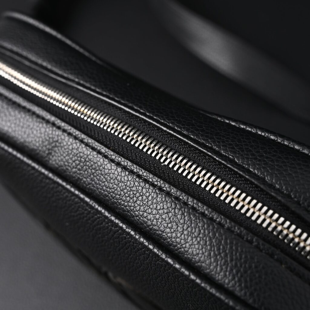 Gucci Black Leather Embossed Logo Belt Bag