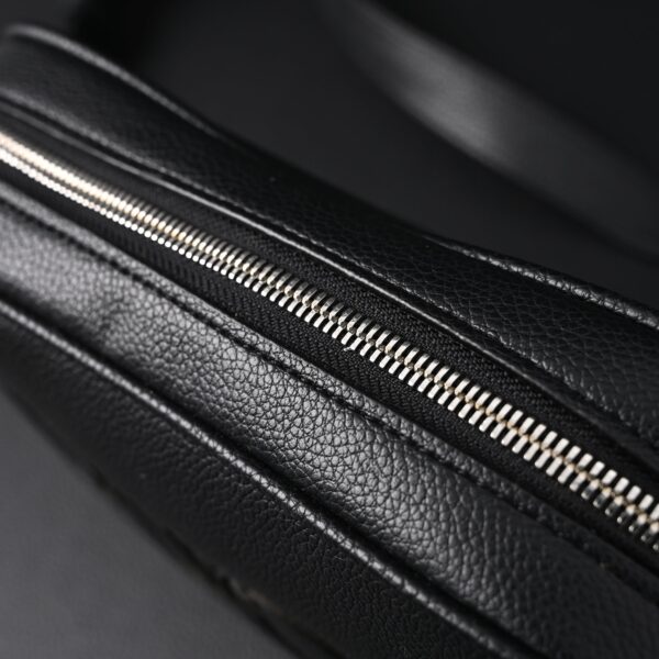 Gucci Black Leather Embossed Logo Belt Bag