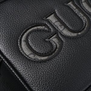 Gucci Black Leather Embossed Logo Belt Bag - Image 16