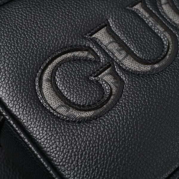 Gucci Black Leather Embossed Logo Belt Bag