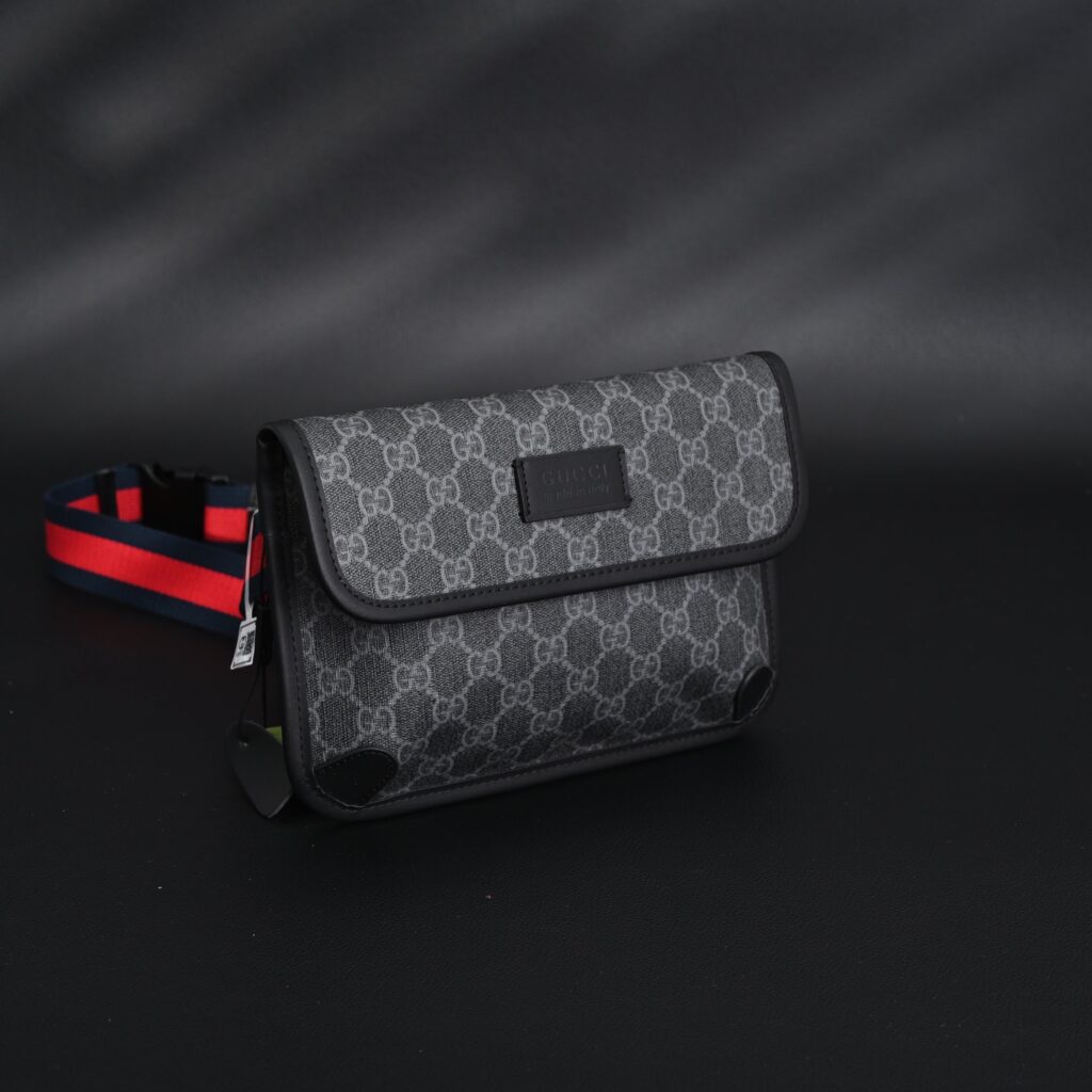Gucci Ophidia GG Supreme Belt Bag – Black/Grey with Web Strap