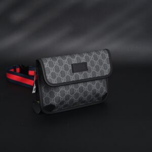 Gucci Ophidia GG Supreme Belt Bag – Black/Grey with Web Strap - Image 2