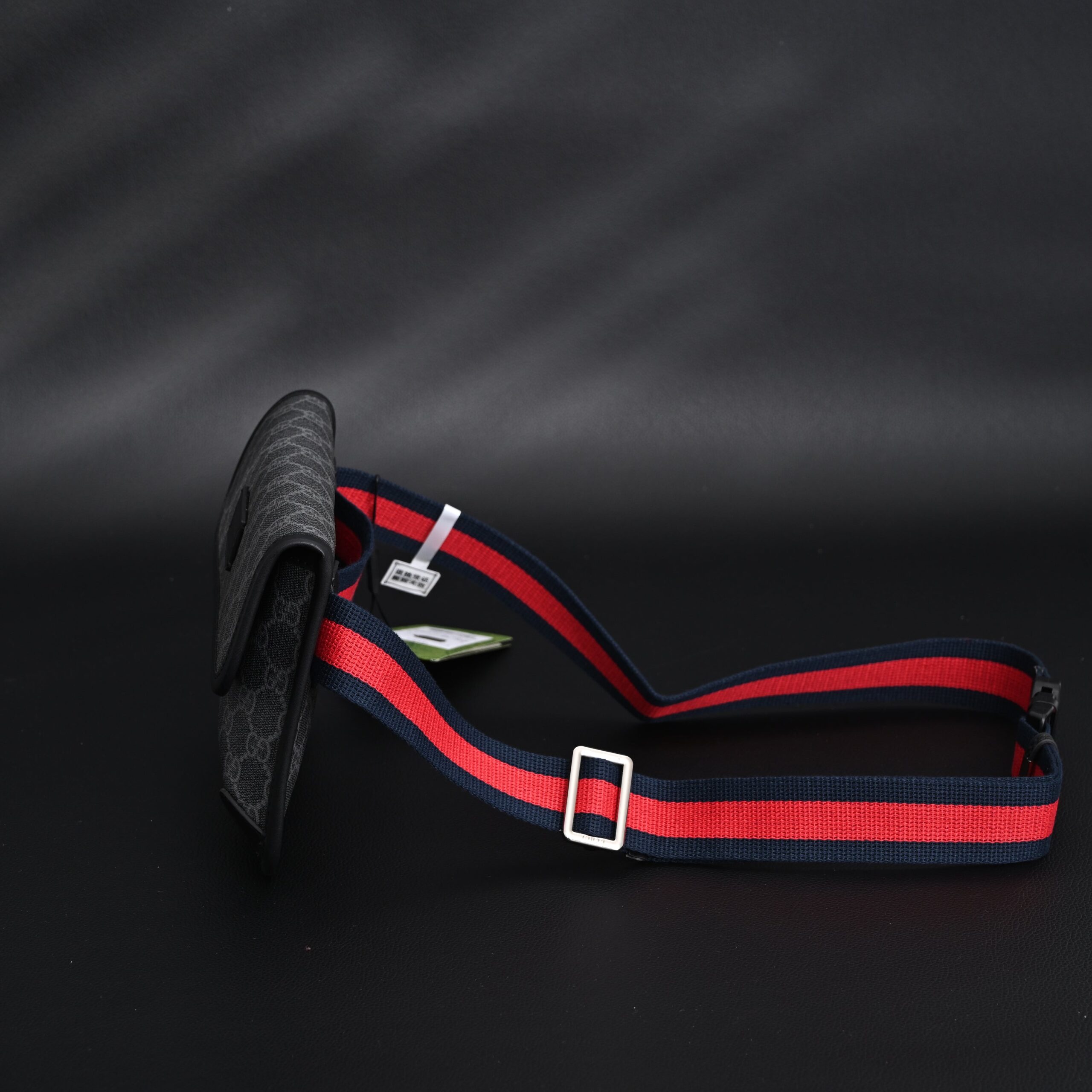 Gucci Ophidia GG Supreme Belt Bag – Black/Grey with Web Strap - Image 6