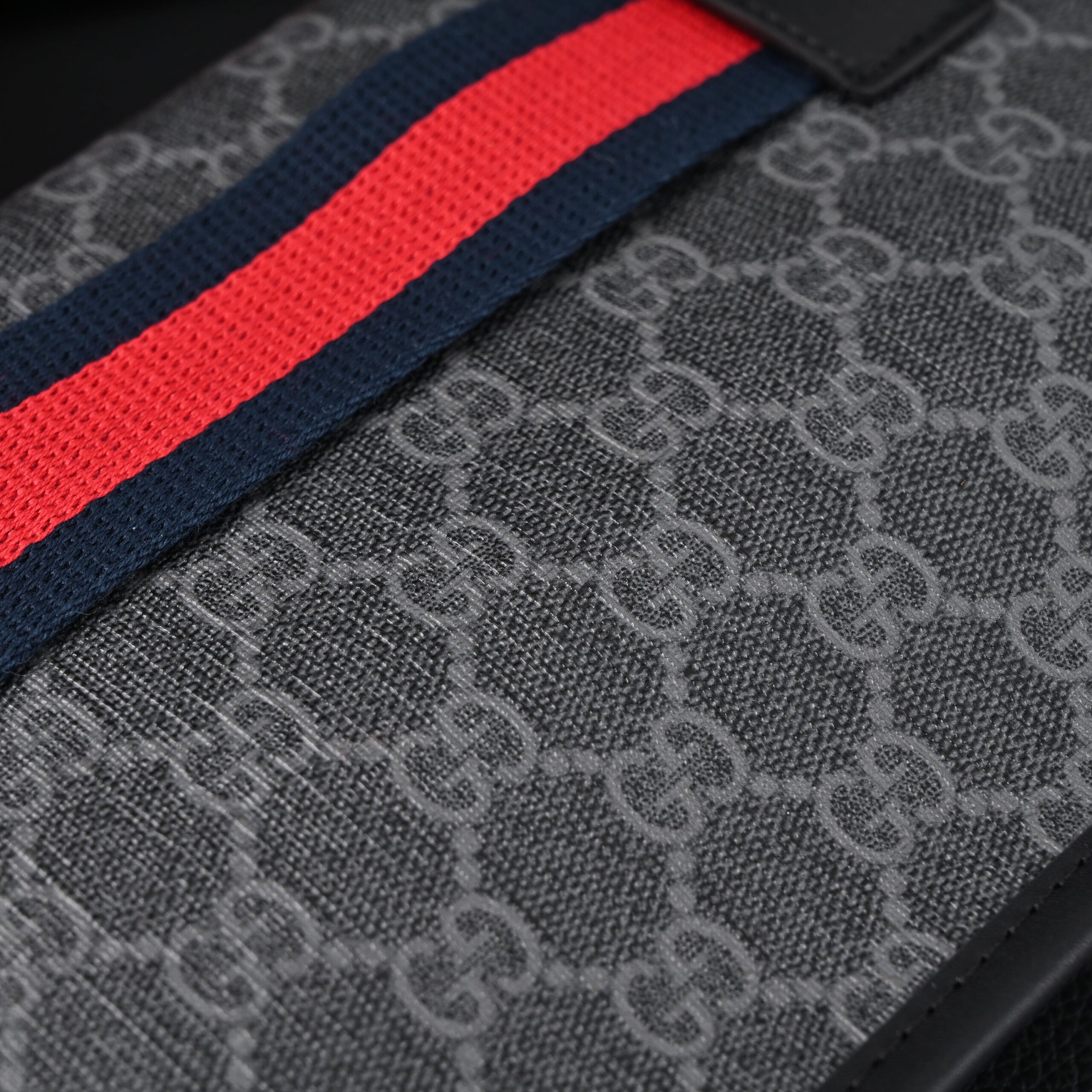 Gucci Ophidia GG Supreme Belt Bag – Black/Grey with Web Strap - Image 10