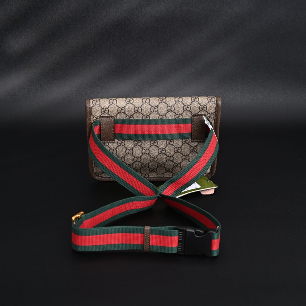 Gucci Ophidia GG Supreme Mini Belt Bag – Beige/Ebony with Web Stripe