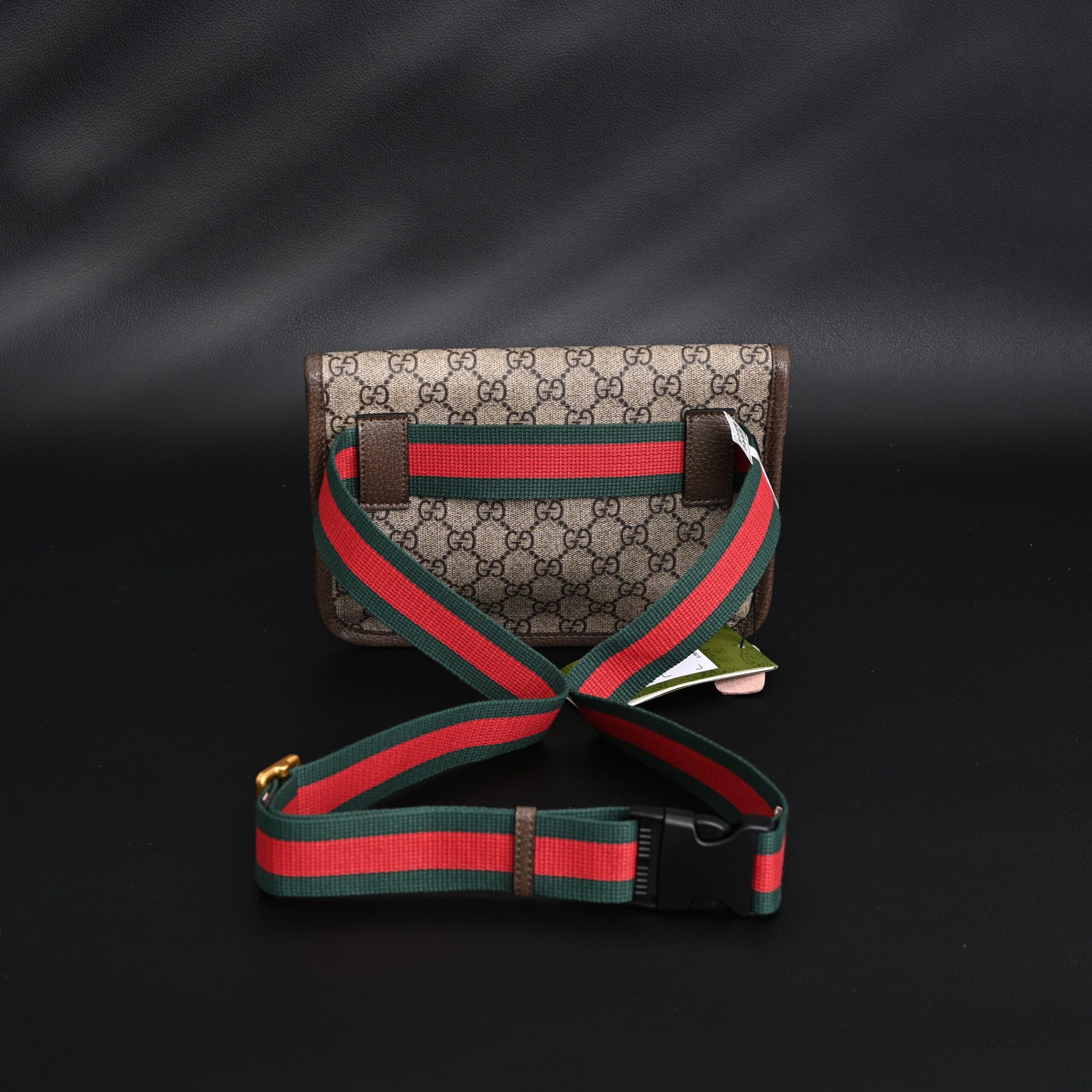 Gucci Ophidia GG Supreme Mini Belt Bag – Beige/Ebony with Web Stripe - Image 5