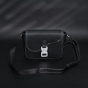 Dior Saddle Crossbody Bag – Black Grained Calfskin with Silver-Tone Hardware - Image 3