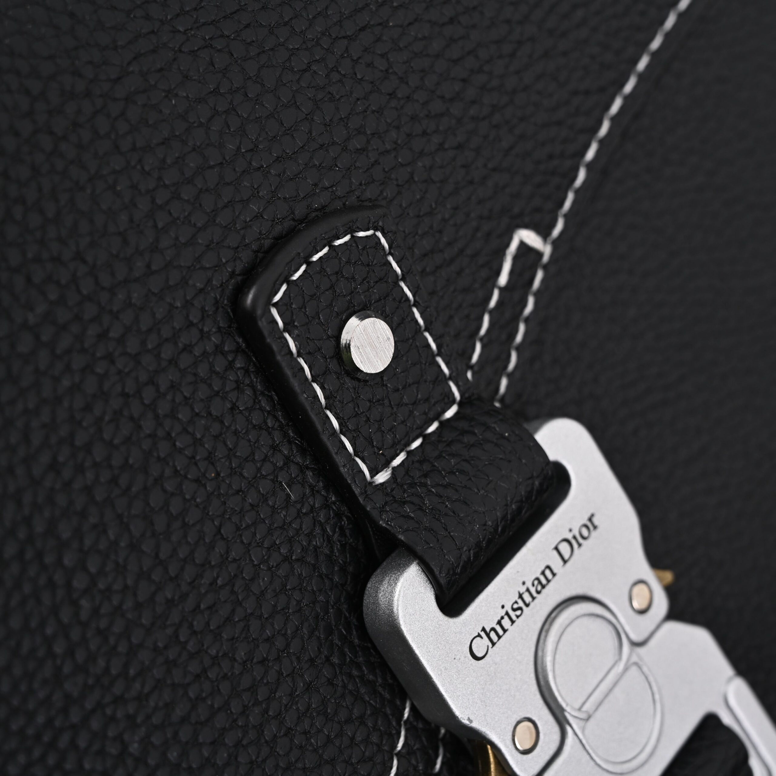 Dior Saddle Crossbody Bag – Black Grained Calfskin with Silver-Tone Hardware - Image 11
