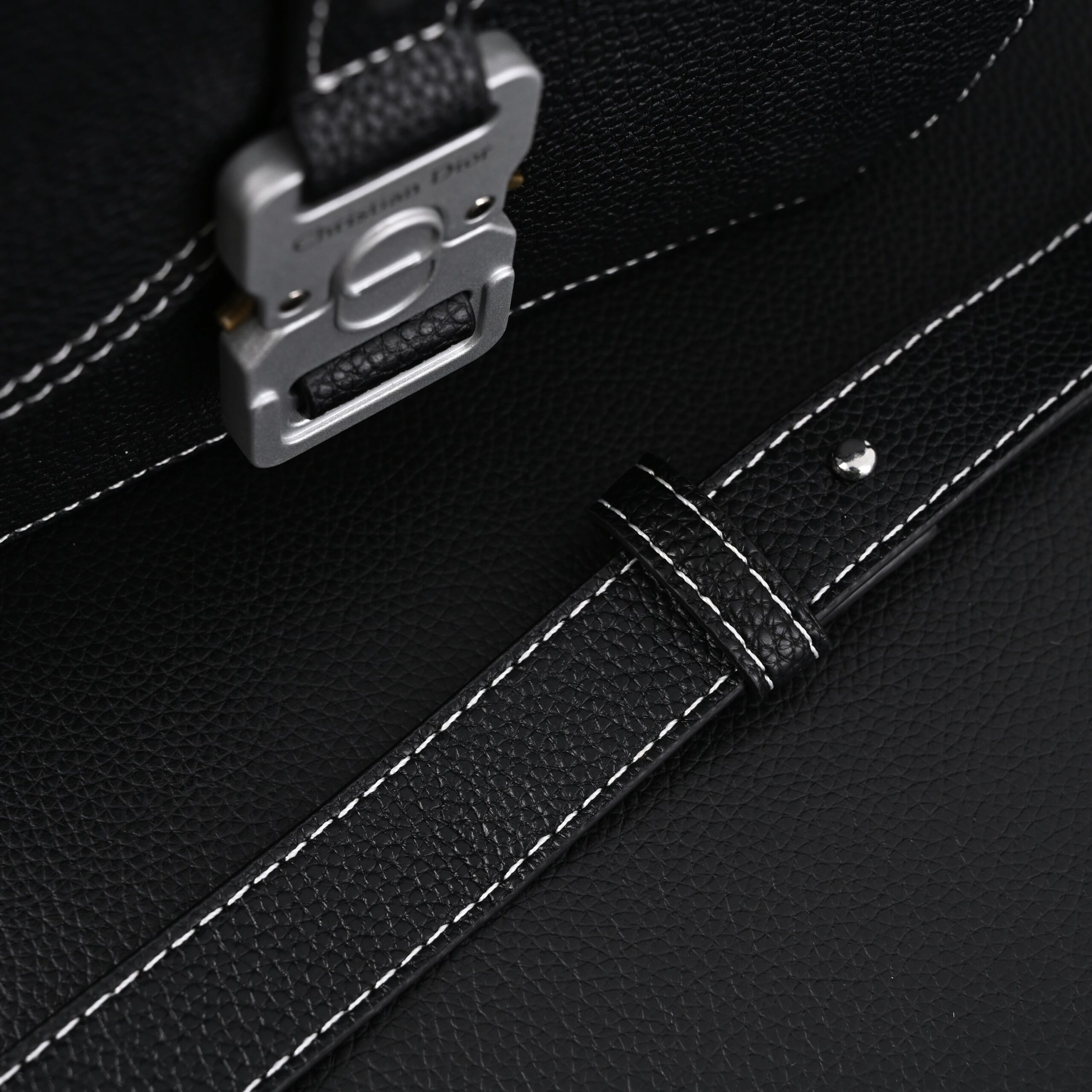 Dior Saddle Crossbody Bag – Black Grained Calfskin with Silver-Tone Hardware - Image 15