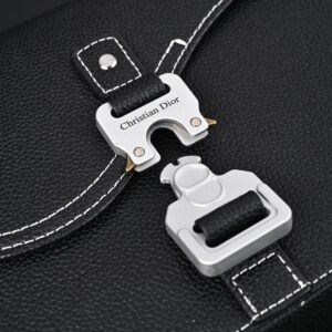 Dior Saddle Crossbody Bag – Black Grained Calfskin with Silver-Tone Hardware - Image 16