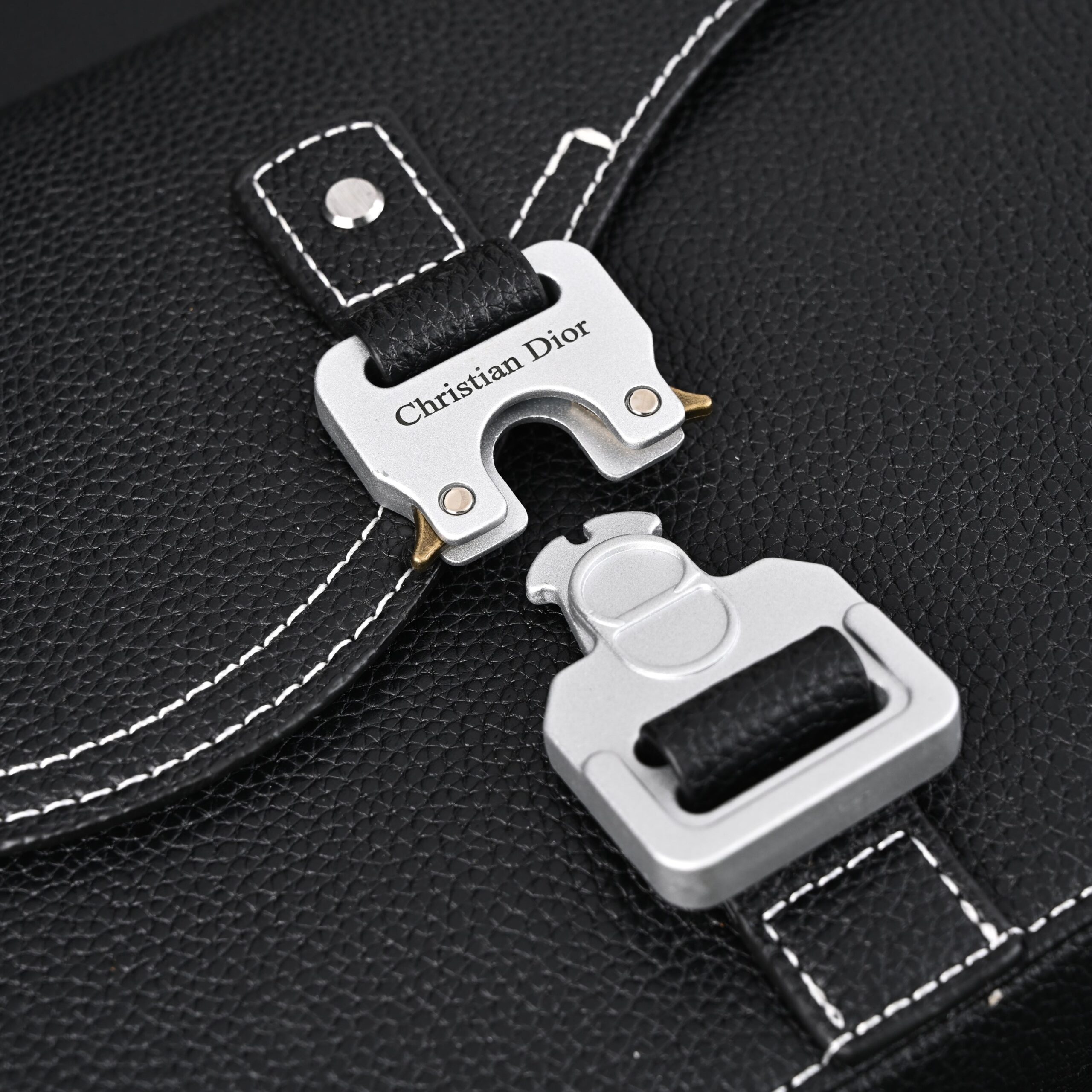 Dior Saddle Crossbody Bag – Black Grained Calfskin with Silver-Tone Hardware - Image 16